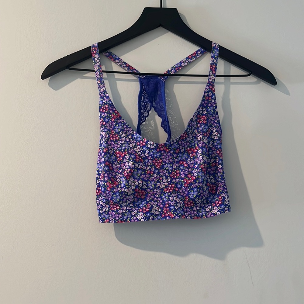 Nylon bralette, flowers & lace
